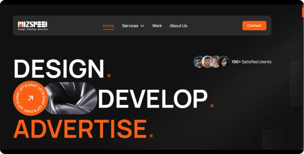 a client website portfolio showing section above the fold.