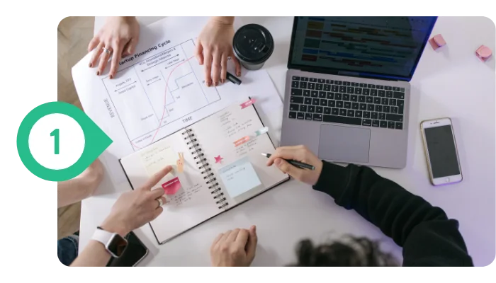 Web developers creating strategy and planning features for a high-performance business website through custom web development.