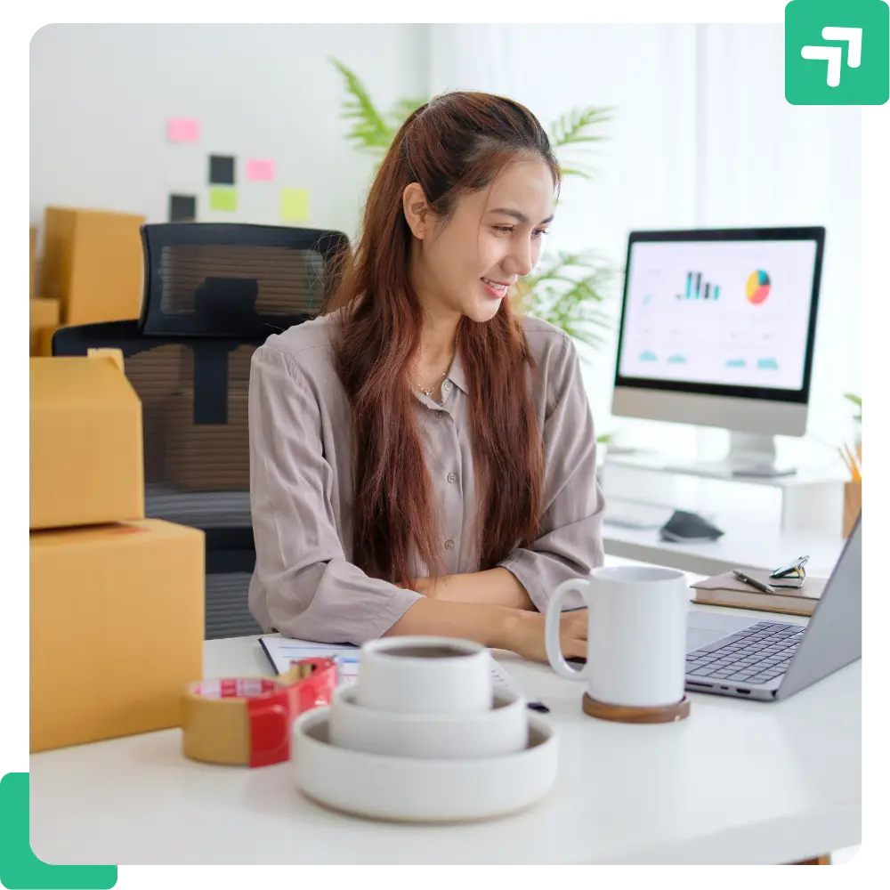 a lady developer creating an ecommerce store.