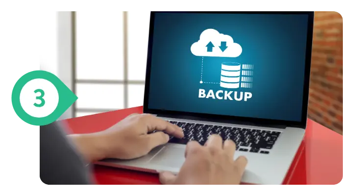 a person setting up backup on website
