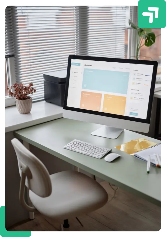 a picture of a desk in a website management agency